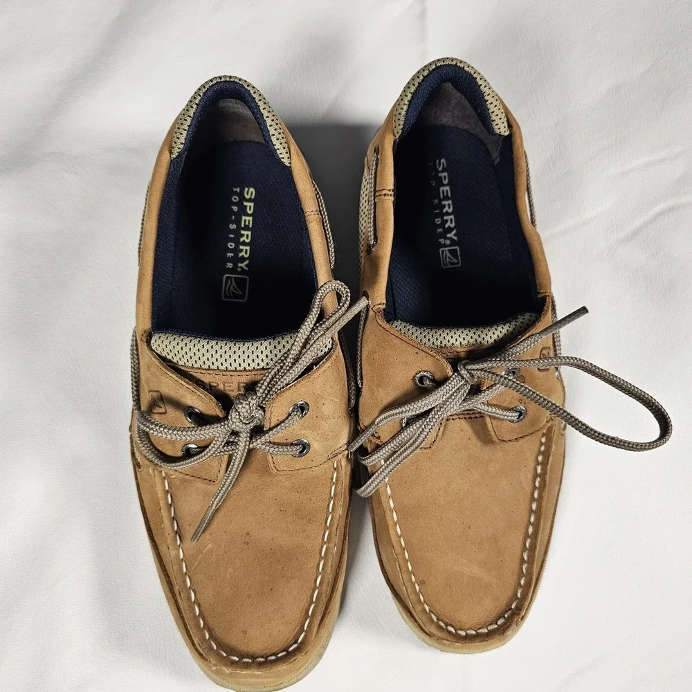 Sperry Top Sider Womens 6.5 Tan Leather Mesh Boat Shoes Casual